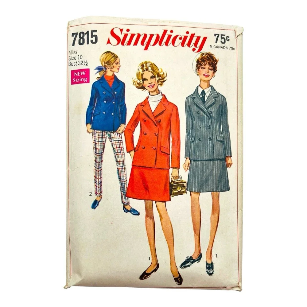 VTG 1968 Simplicity Sewing Pattern Misses Jacket & Skirt Size 10 #7815